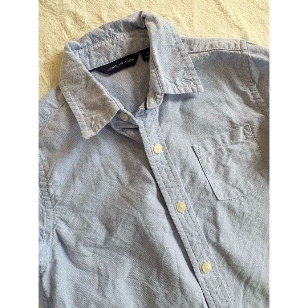 Janie and Jack Boys Button Down Shirt Size 5 Blue Long Sleeve Collared Classic